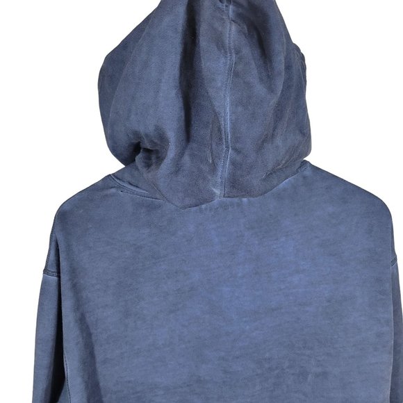 Sun + Stone Garment-Washed Fleece Hoodie Kangaroo pocket Hoodie Mens Navy Medium - Picture 5 of 8